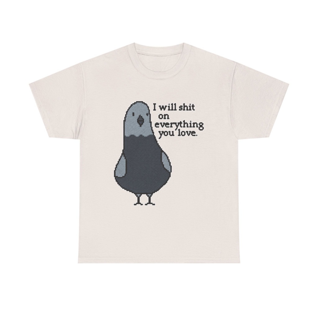 Pixel Art Pigeon Slogan T-Shirt