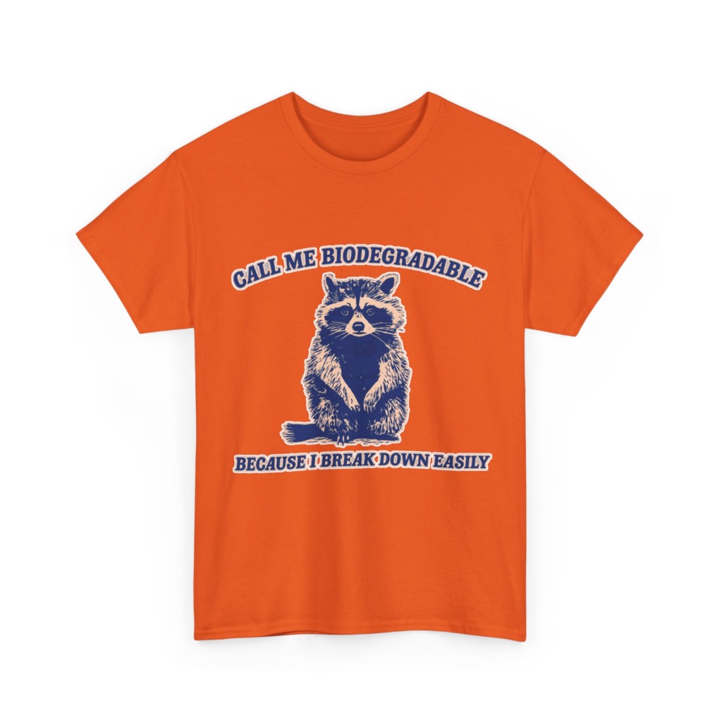 Raccoon "Biodegradable" Graphic T-Shirt