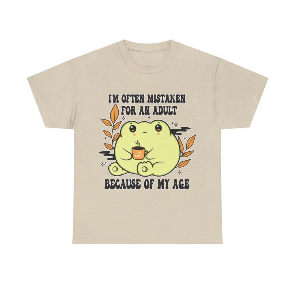 Graphic Tee: 'Mistaken for Adult, I'm Baby' Frog Design