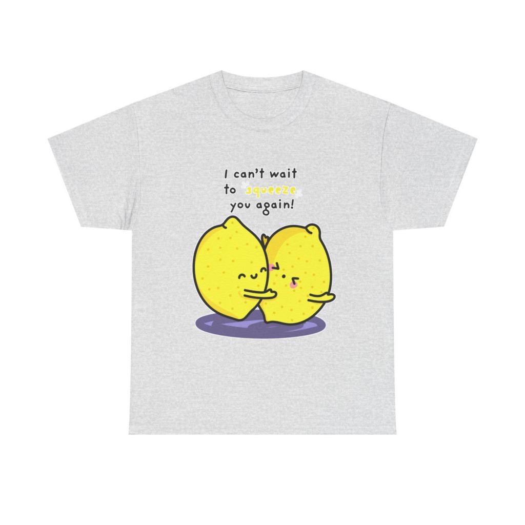 T-Shirt with Hugging Lemons "Squeeze You" Graphic