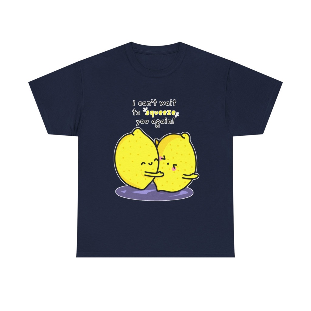 T-Shirt with Hugging Lemons "Squeeze You" Graphic