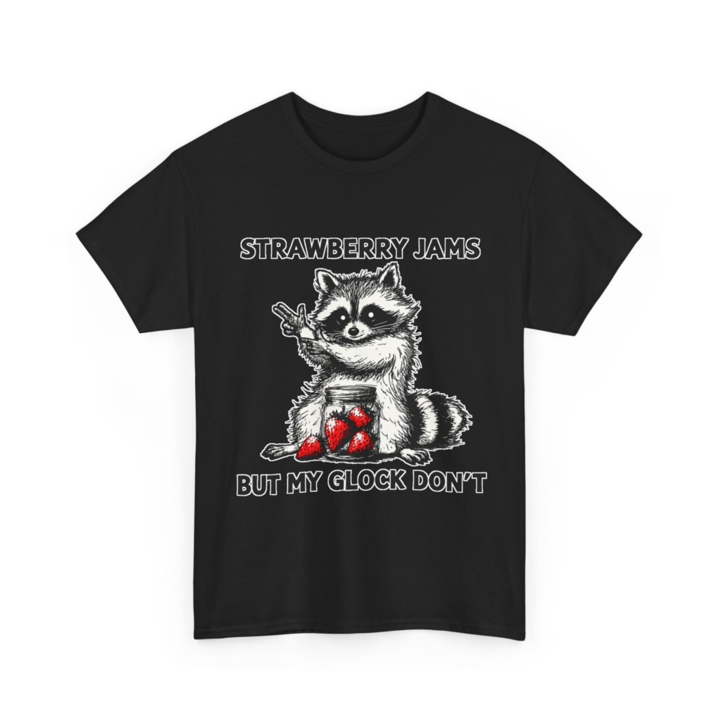 Raccoon 'Strawberry Jams But My Glock Don't' T-Shirt