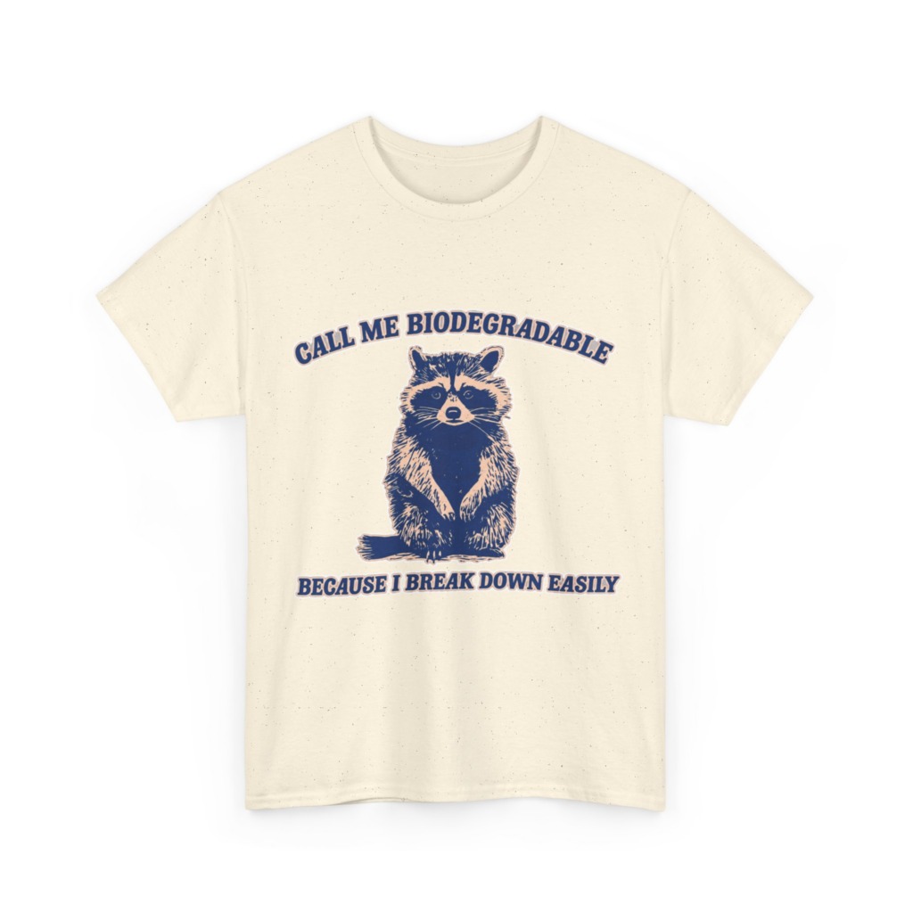 Raccoon "Biodegradable" Graphic T-Shirt