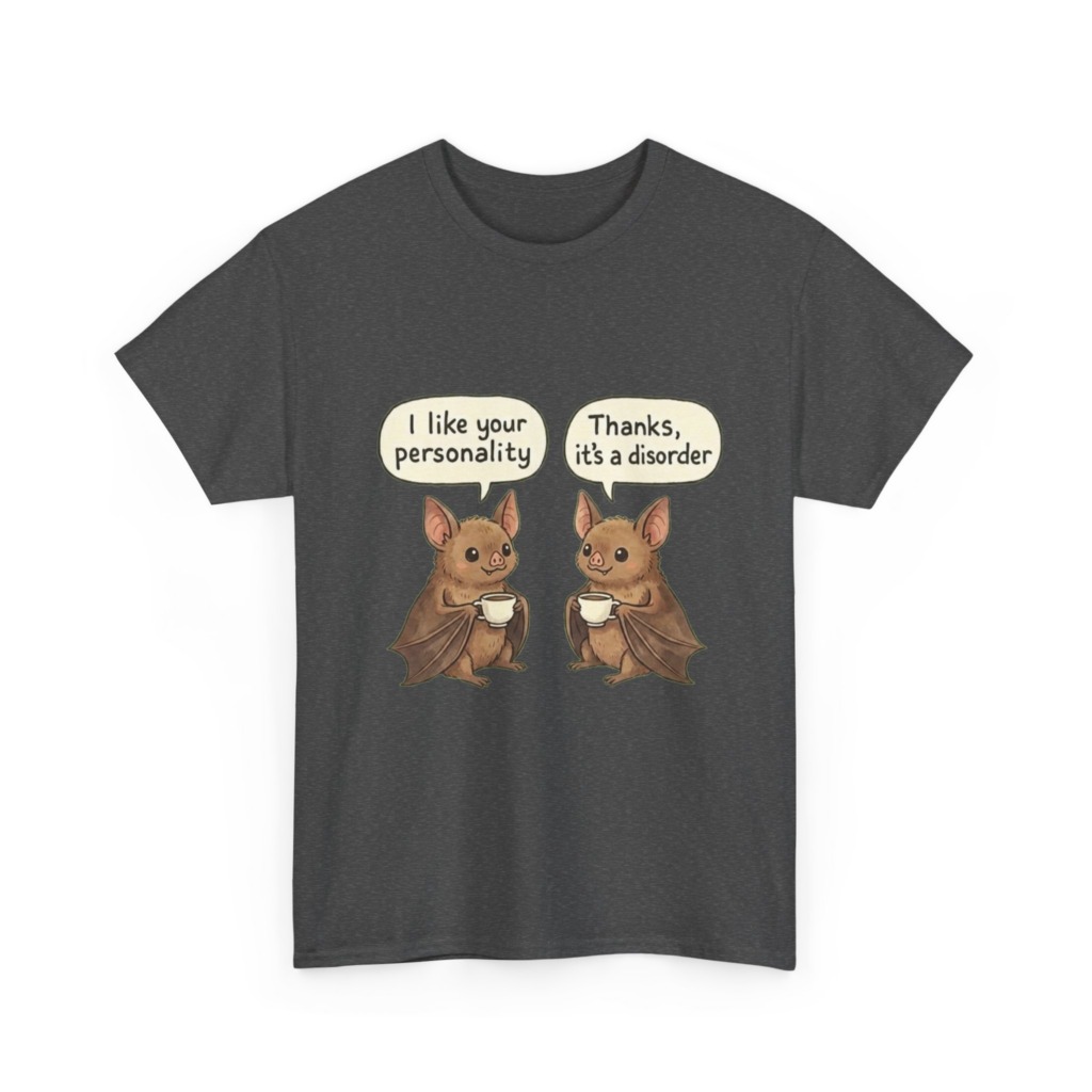 T-Shirt: Witty Bats Coffee 'Personality Disorder' Graphic