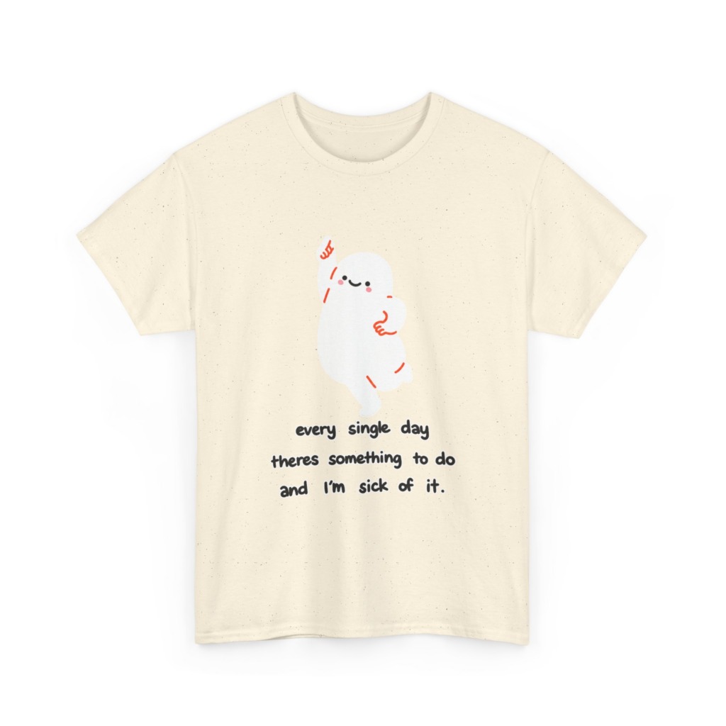 White T-Shirt - Happy Blob 'Sick of It' Graphic