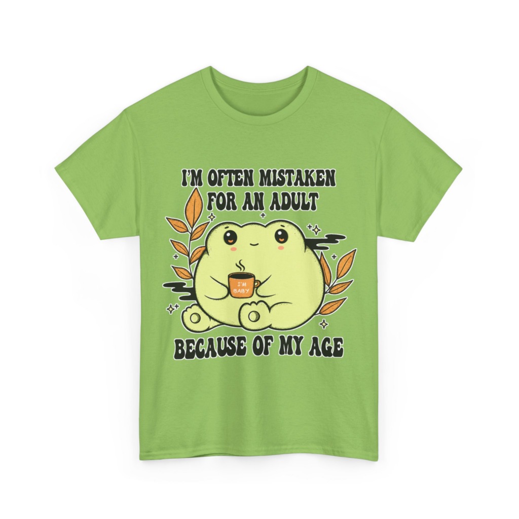 Graphic Tee: 'Mistaken for Adult, I'm Baby' Frog Design