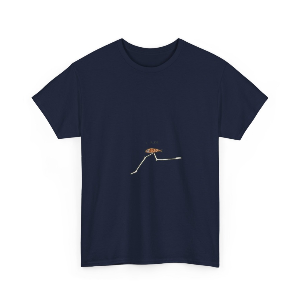 Black 'I FLEE' Fish Graphic T-Shirt