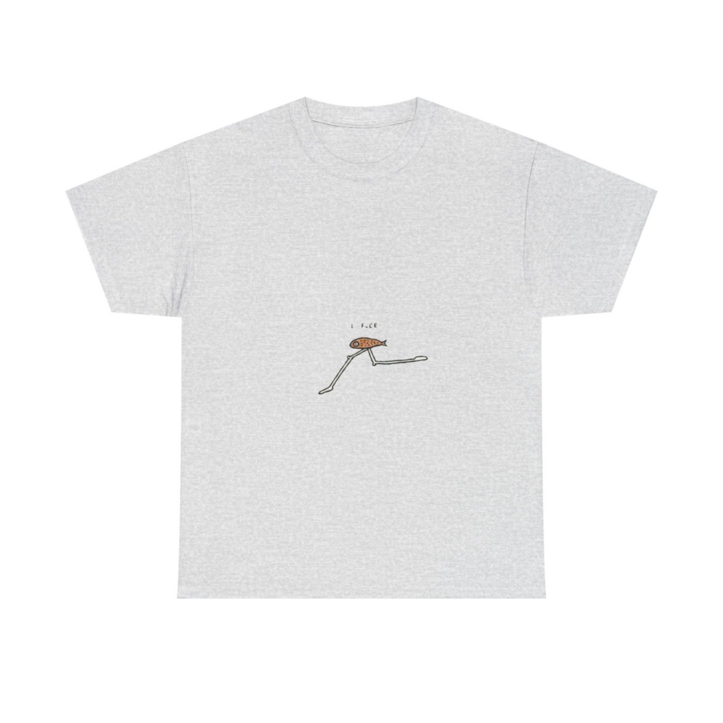 Black 'I FLEE' Fish Graphic T-Shirt