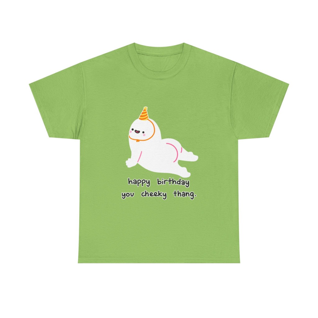 T-Shirt with Cheeky Birthday Seal Graphic Print