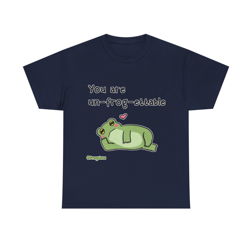 T-Shirt with 'Un-frog-ettable' Pun Frog Graphic