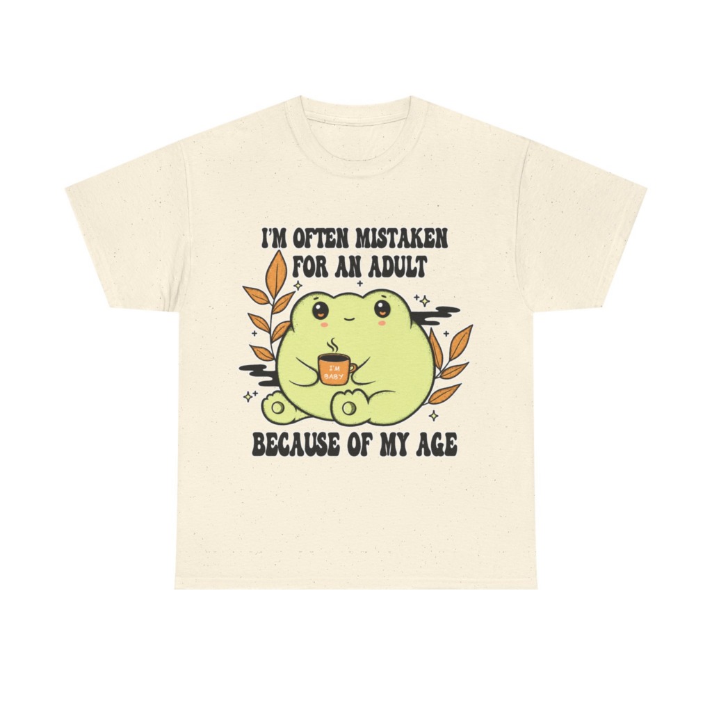 Graphic Tee: 'Mistaken for Adult, I'm Baby' Frog Design