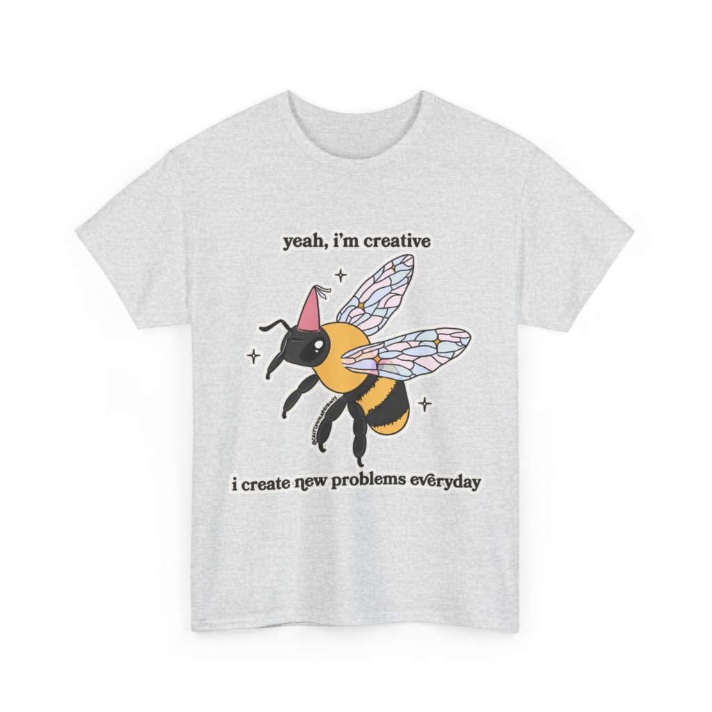 T-Shirt with Creative Party Bee Slogan Print