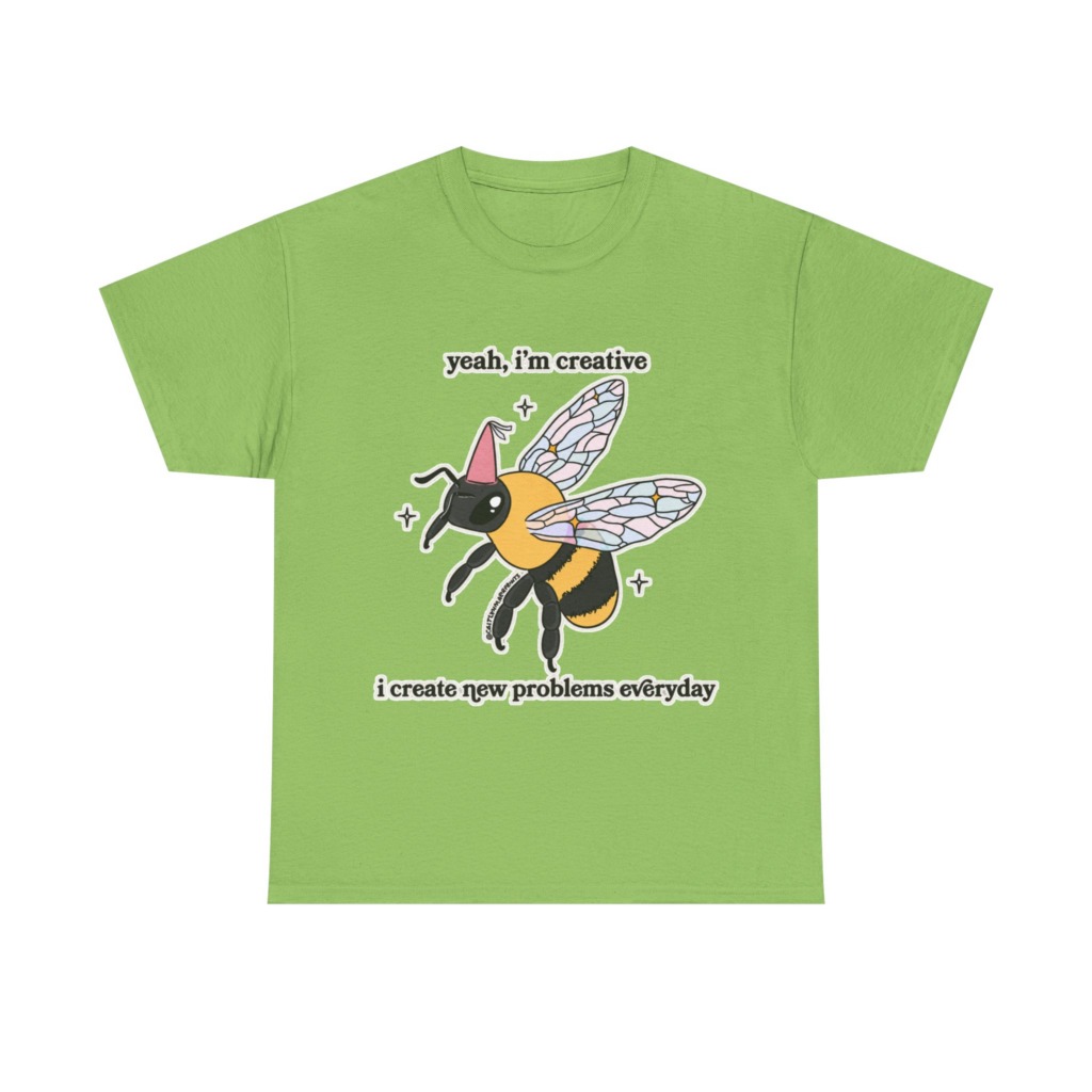 T-Shirt with Creative Party Bee Slogan Print