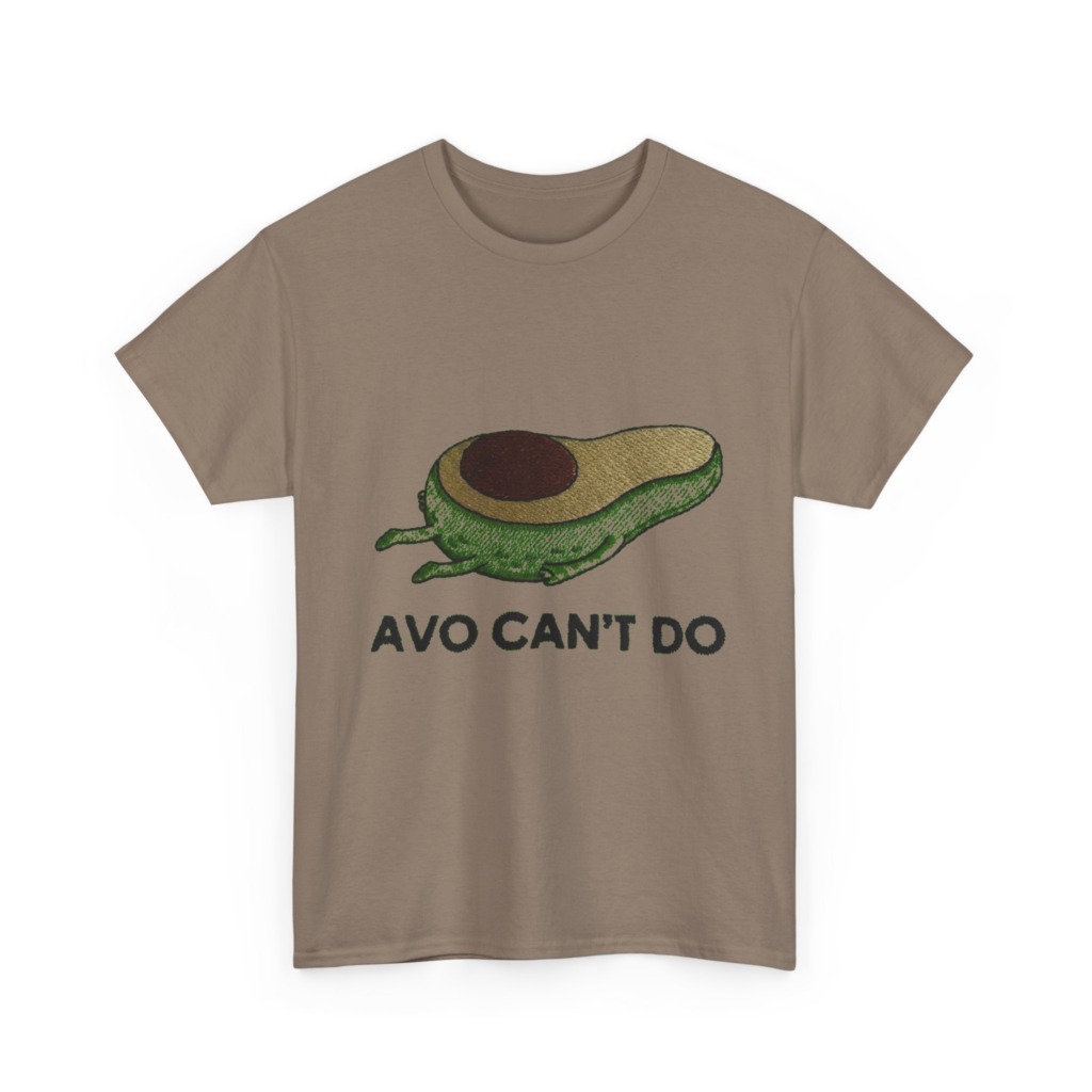 T-Shirt with Running Avocado 'Avo Can't Do' Embroidery