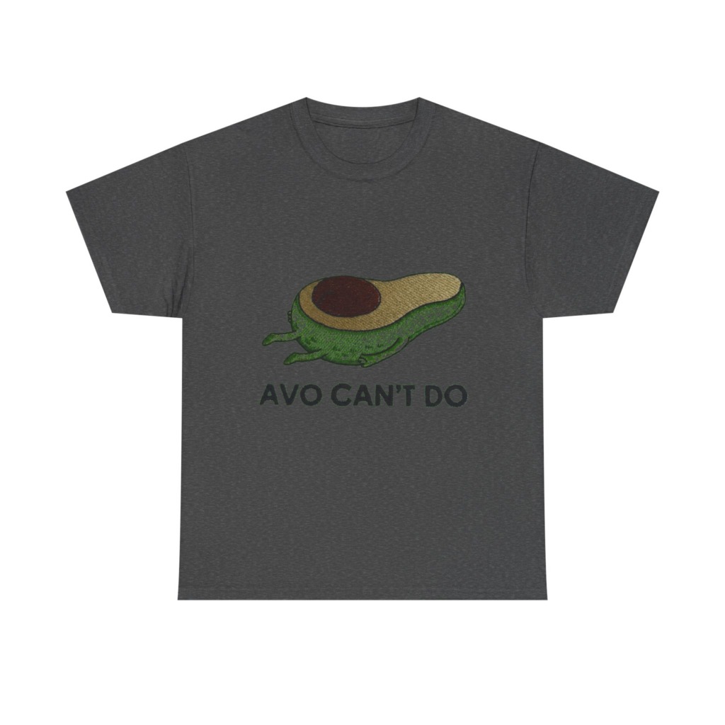 T-Shirt with Running Avocado 'Avo Can't Do' Embroidery