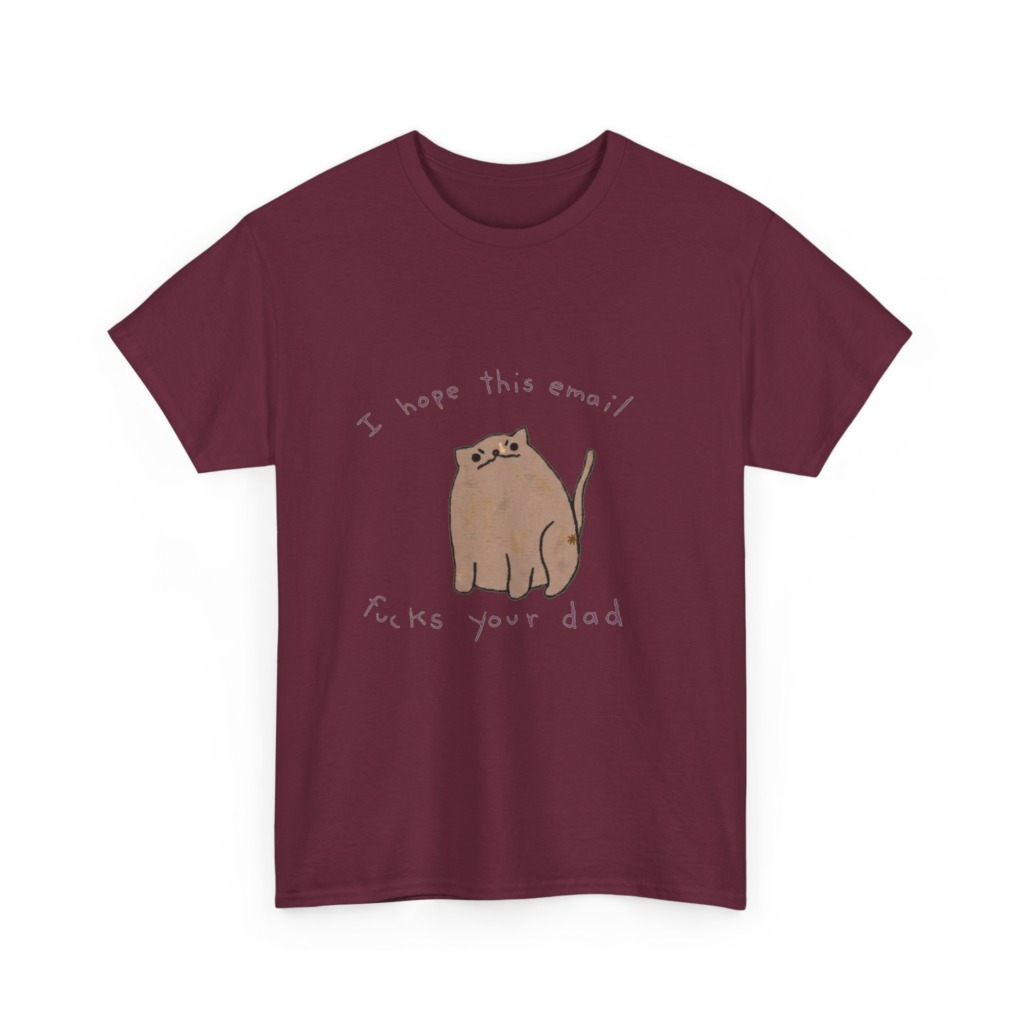 Graphic T-Shirt with Sarcastic Email Cat Design