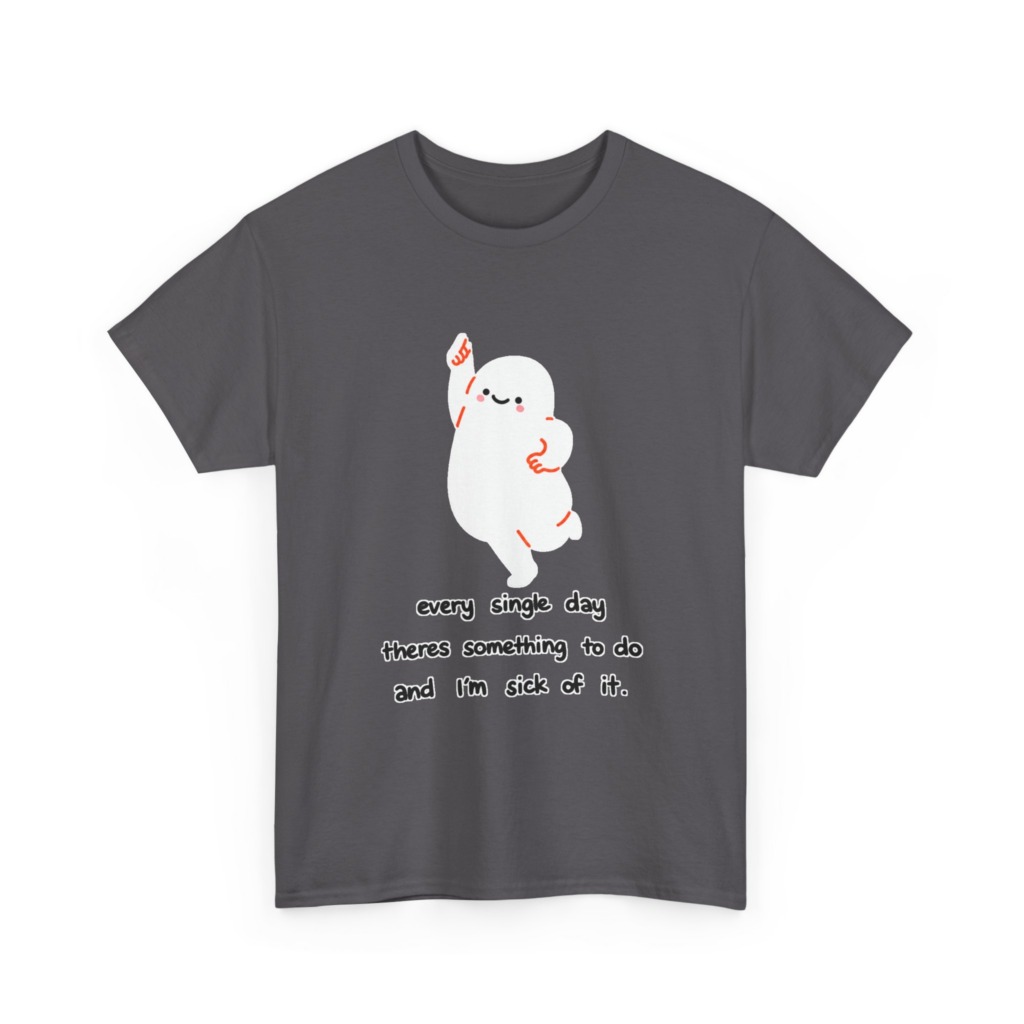 White T-Shirt - Happy Blob 'Sick of It' Graphic
