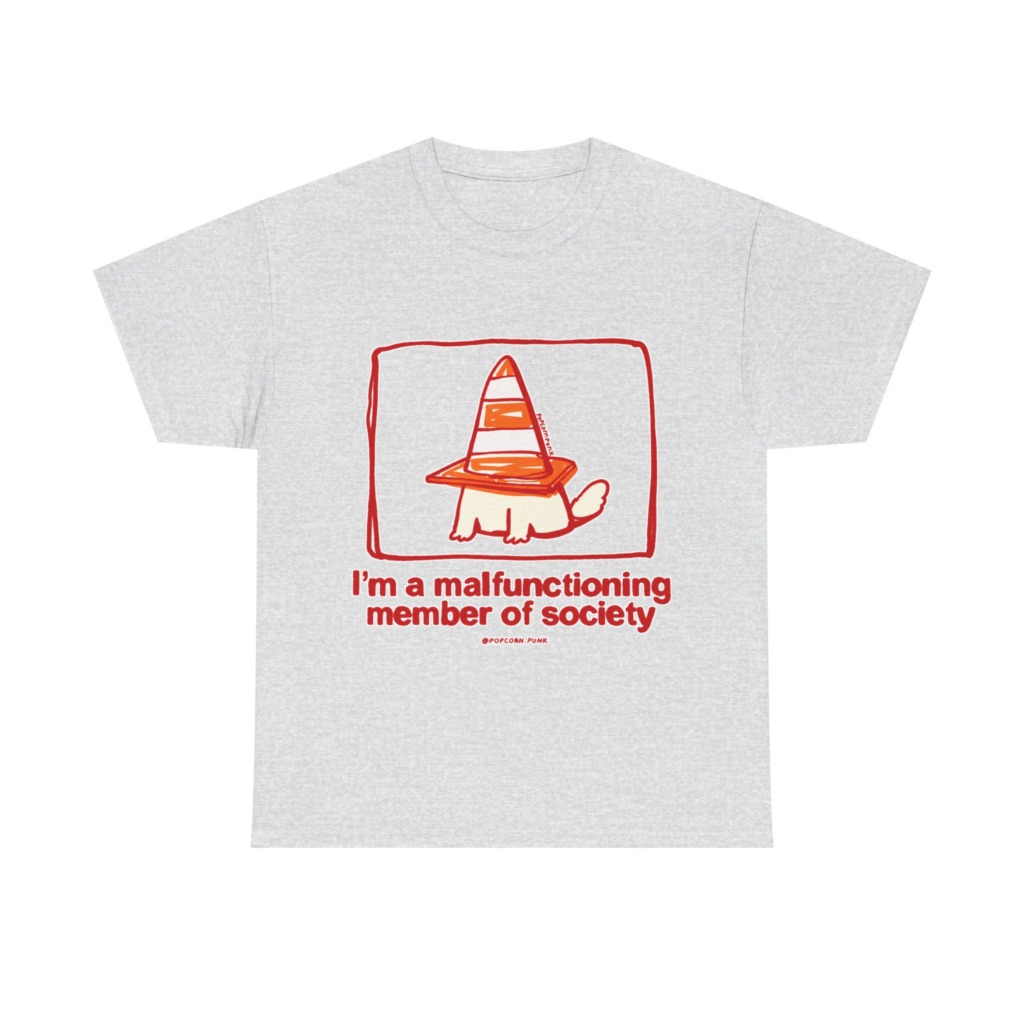 White 'Malfunctioning Member' Dog Graphic T-Shirt