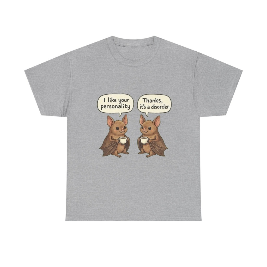 T-Shirt: Witty Bats Coffee 'Personality Disorder' Graphic