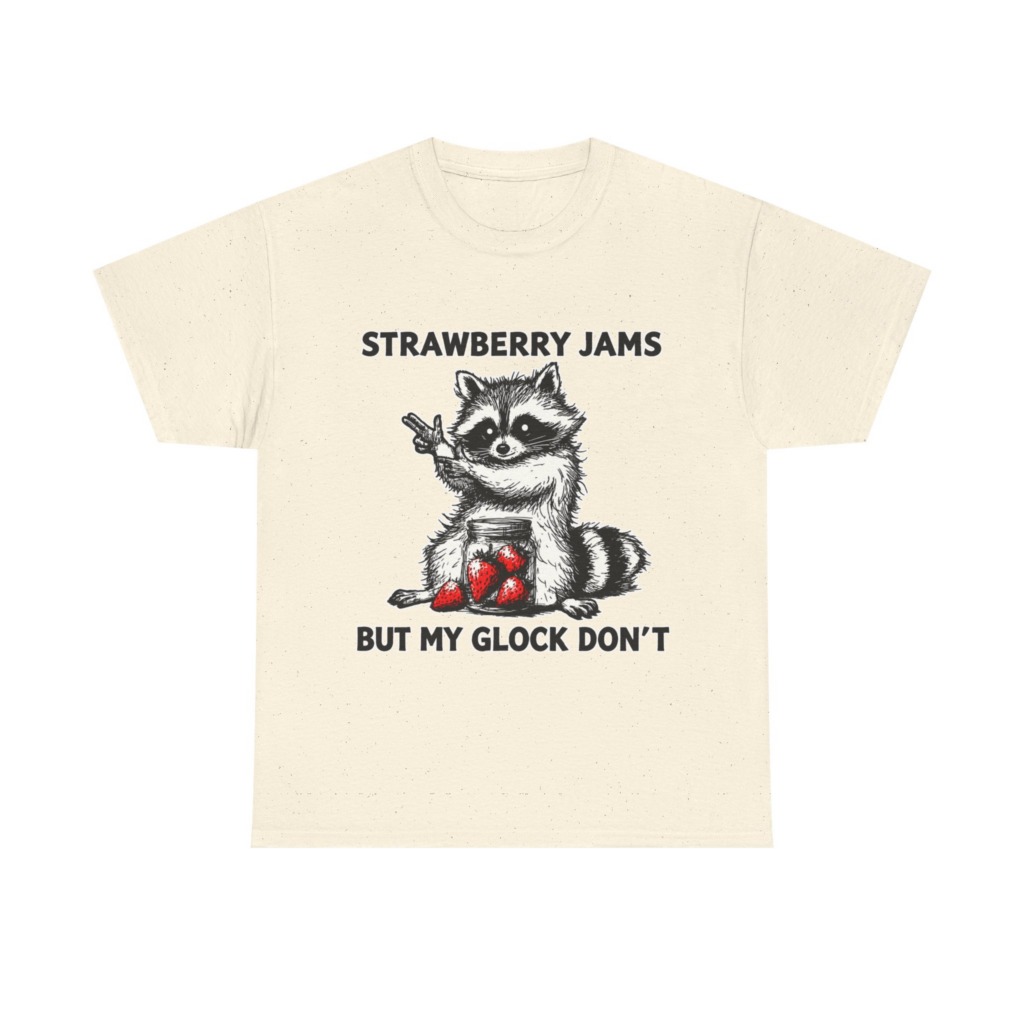 Raccoon 'Strawberry Jams But My Glock Don't' T-Shirt