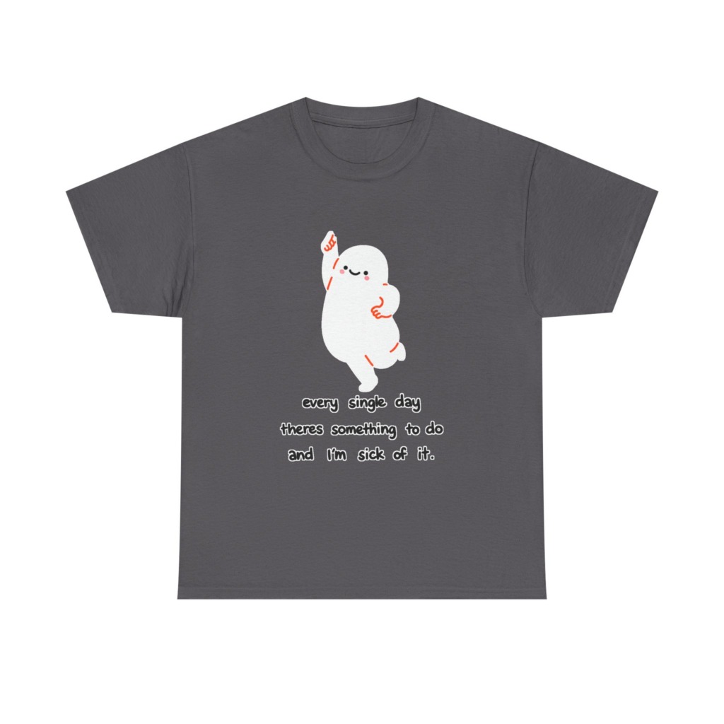 White T-Shirt - Happy Blob 'Sick of It' Graphic