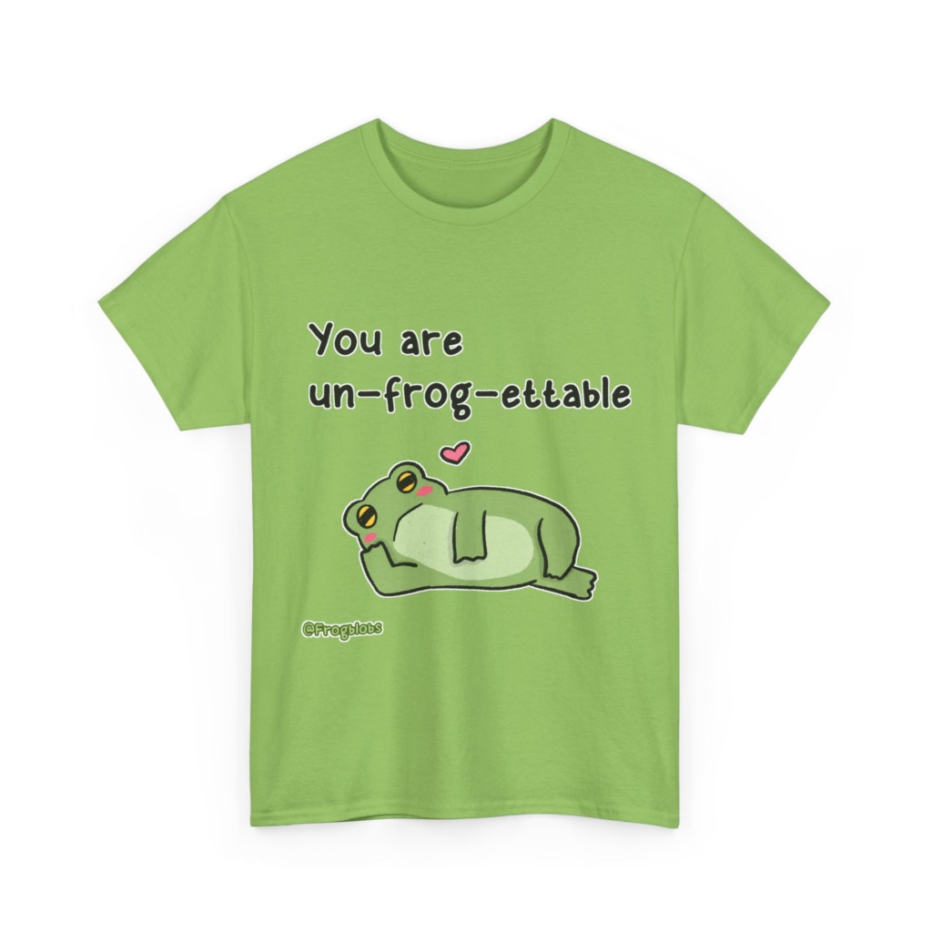 T-Shirt with 'Un-frog-ettable' Pun Frog Graphic