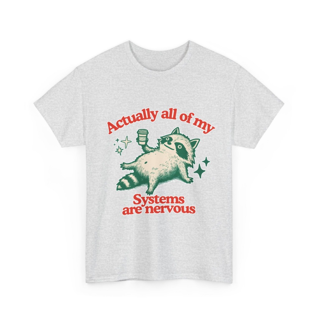 Raccoon Coffee Nervous Systems Graphic T-Shirt