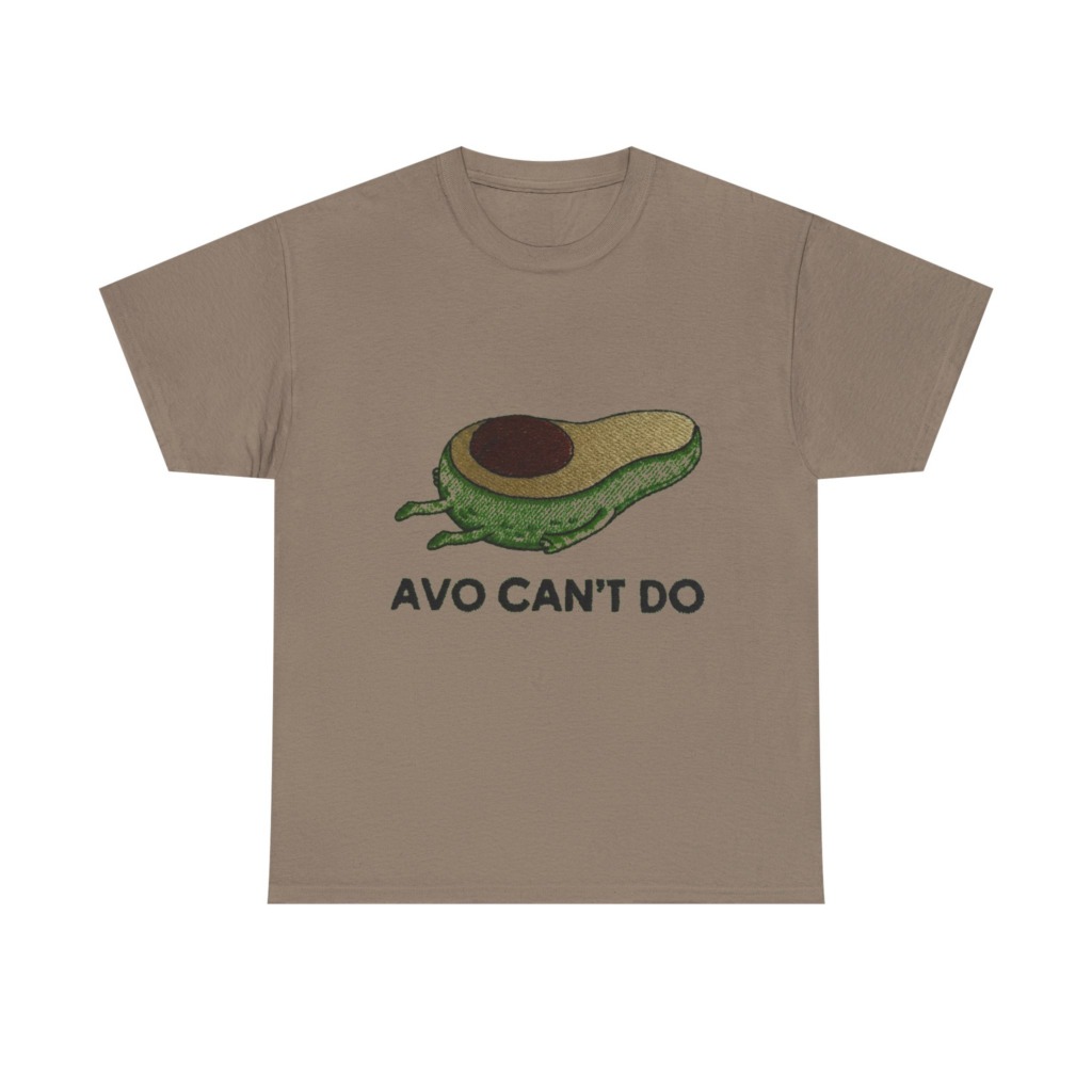 T-Shirt with Running Avocado 'Avo Can't Do' Embroidery