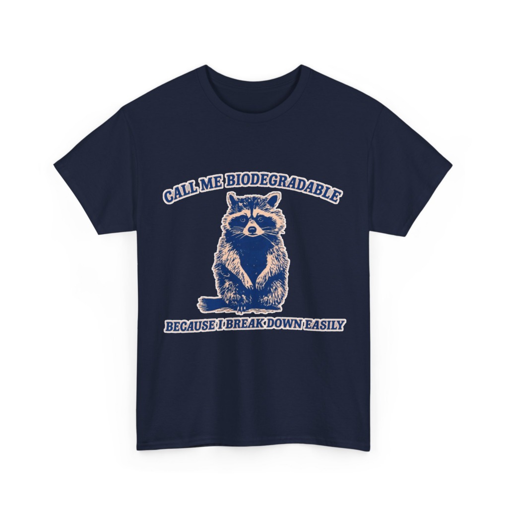 Raccoon "Biodegradable" Graphic T-Shirt