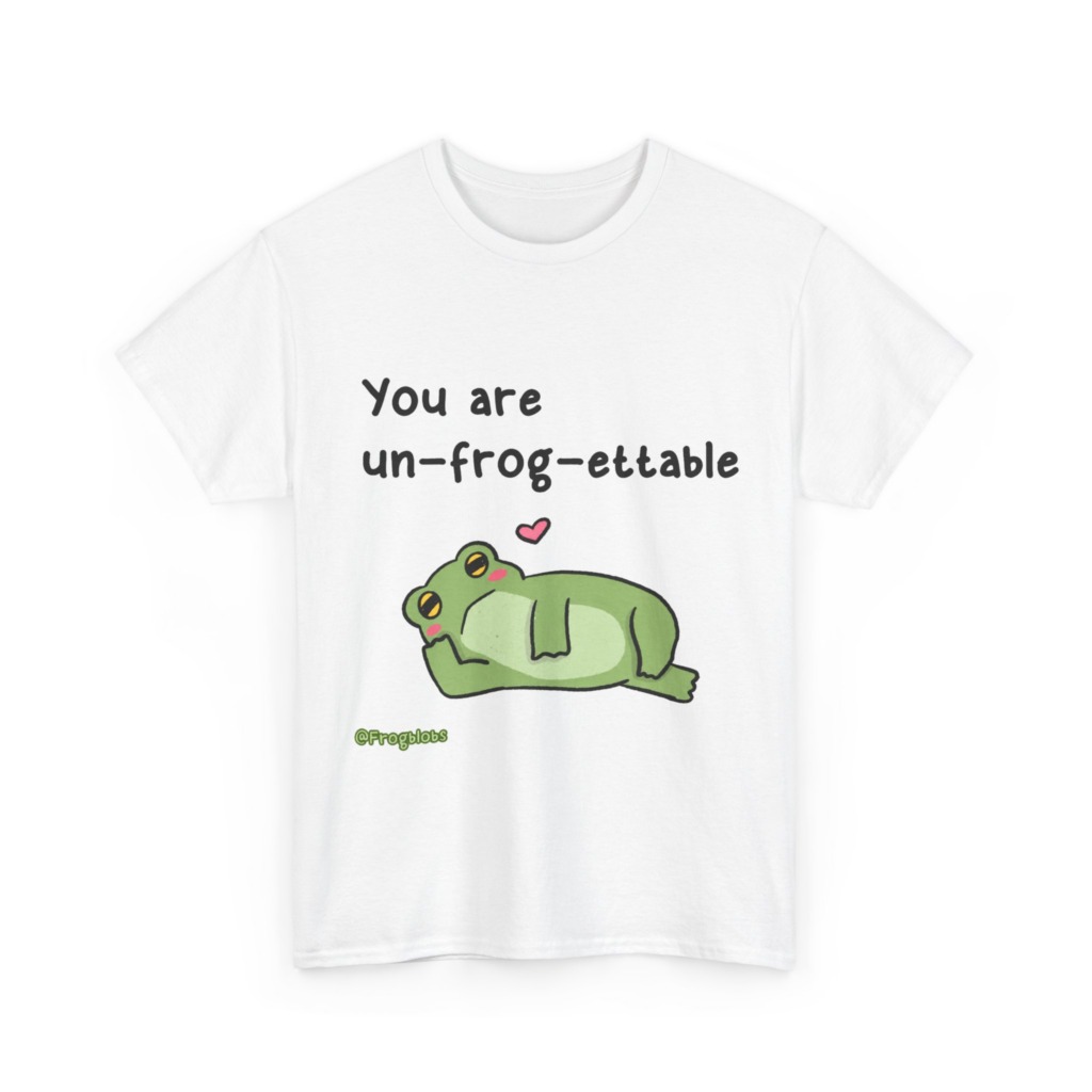 T-Shirt with 'Un-frog-ettable' Pun Frog Graphic