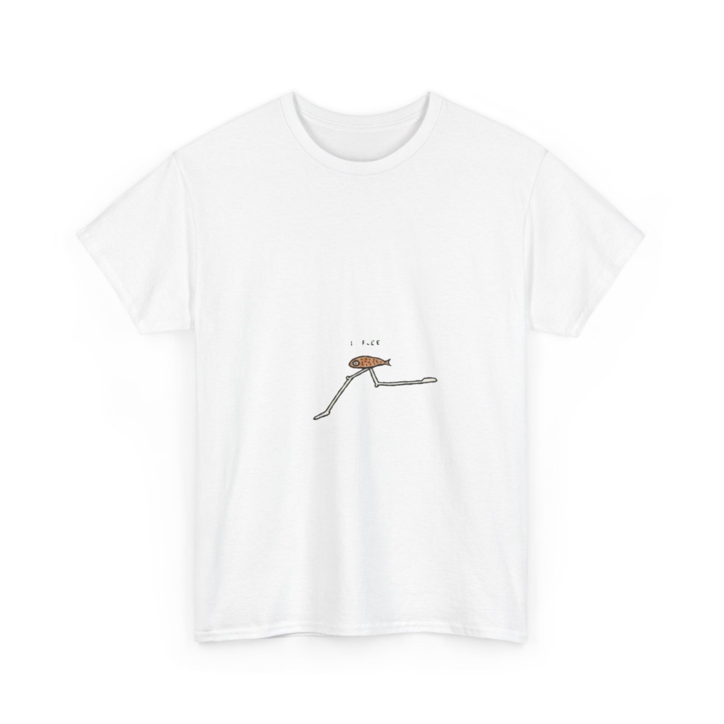 Black 'I FLEE' Fish Graphic T-Shirt