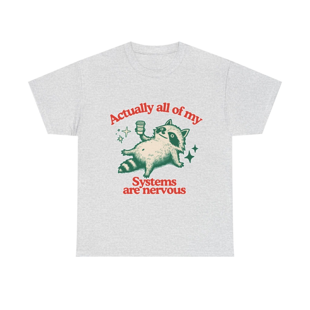 Raccoon Coffee Nervous Systems Graphic T-Shirt