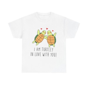 White T-Shirt: 'Turtley In Love' Cute Turtle Couple