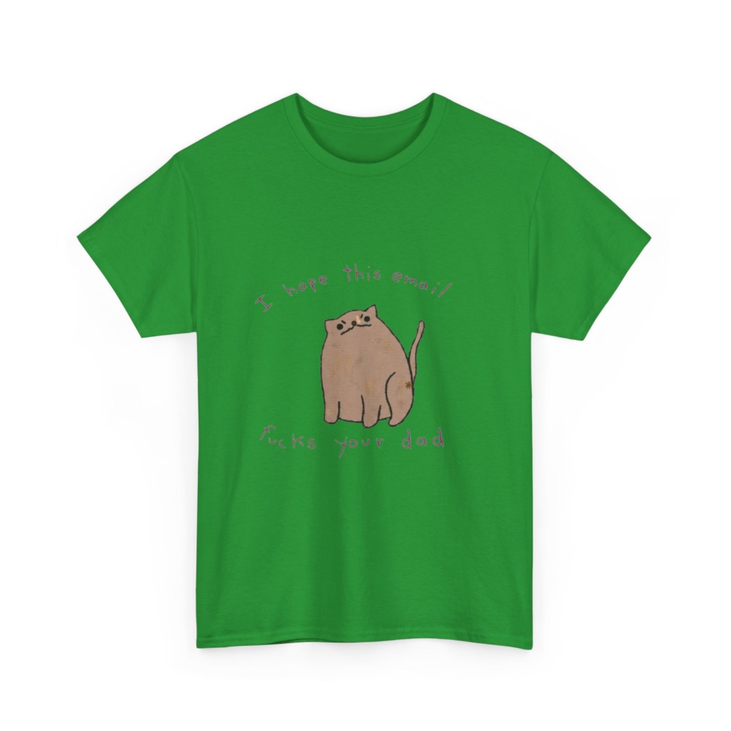 Graphic T-Shirt with Sarcastic Email Cat Design