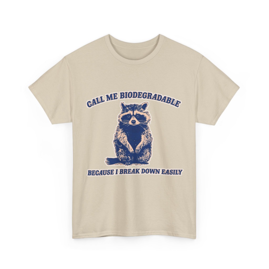 Raccoon "Biodegradable" Graphic T-Shirt