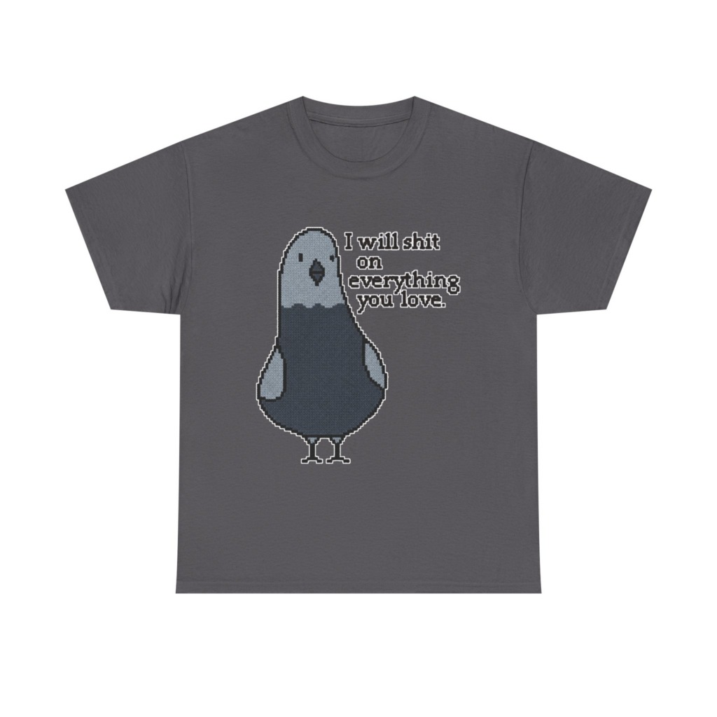 Pixel Art Pigeon Slogan T-Shirt