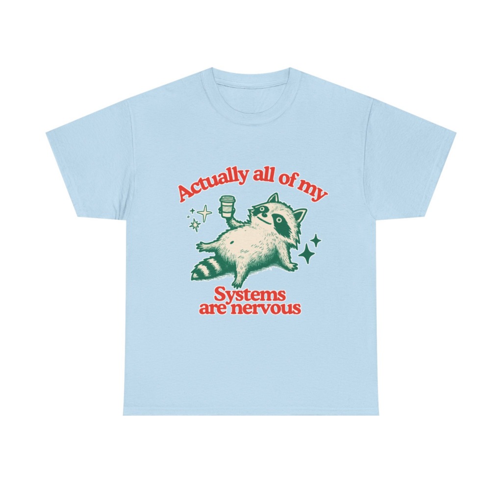 Raccoon Coffee Nervous Systems Graphic T-Shirt