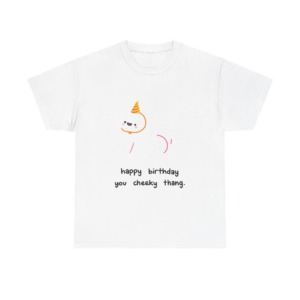 T-Shirt with Cheeky Birthday Seal Graphic Print