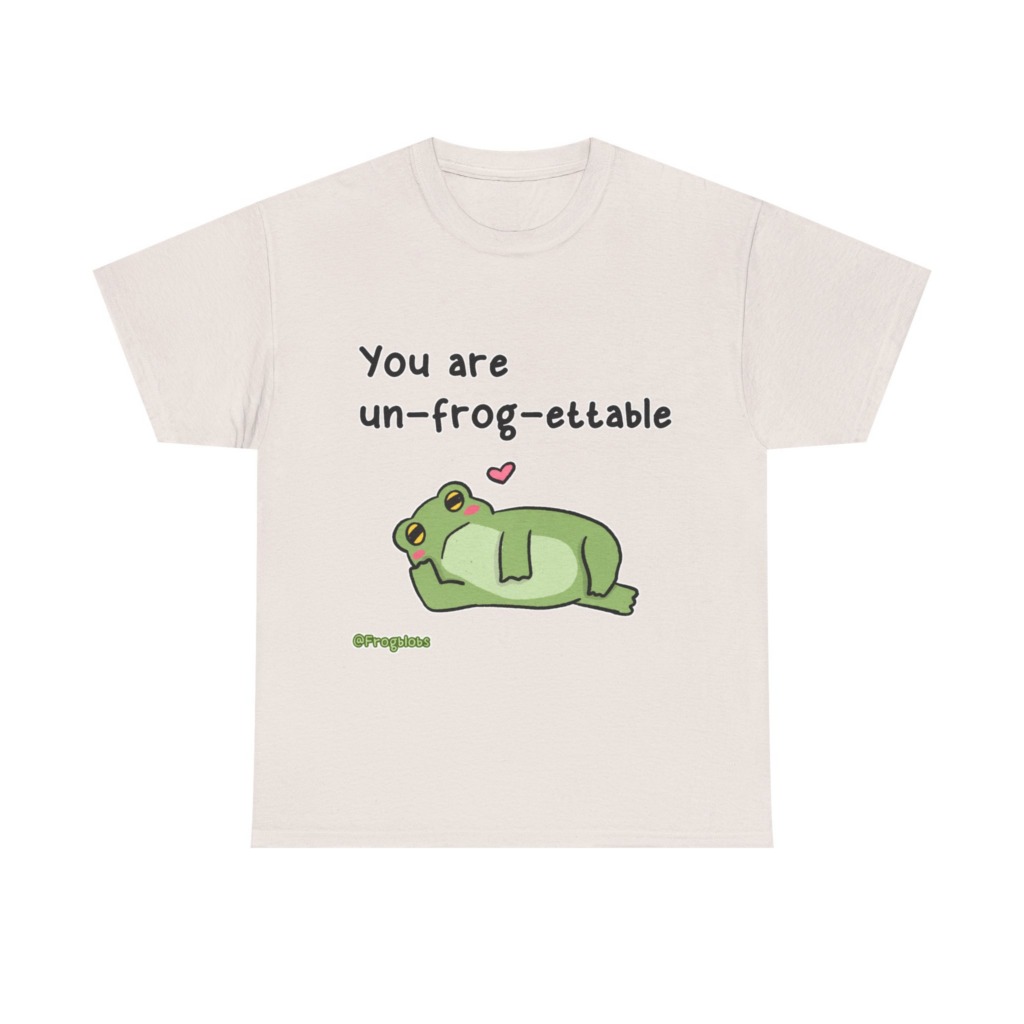 T-Shirt with 'Un-frog-ettable' Pun Frog Graphic
