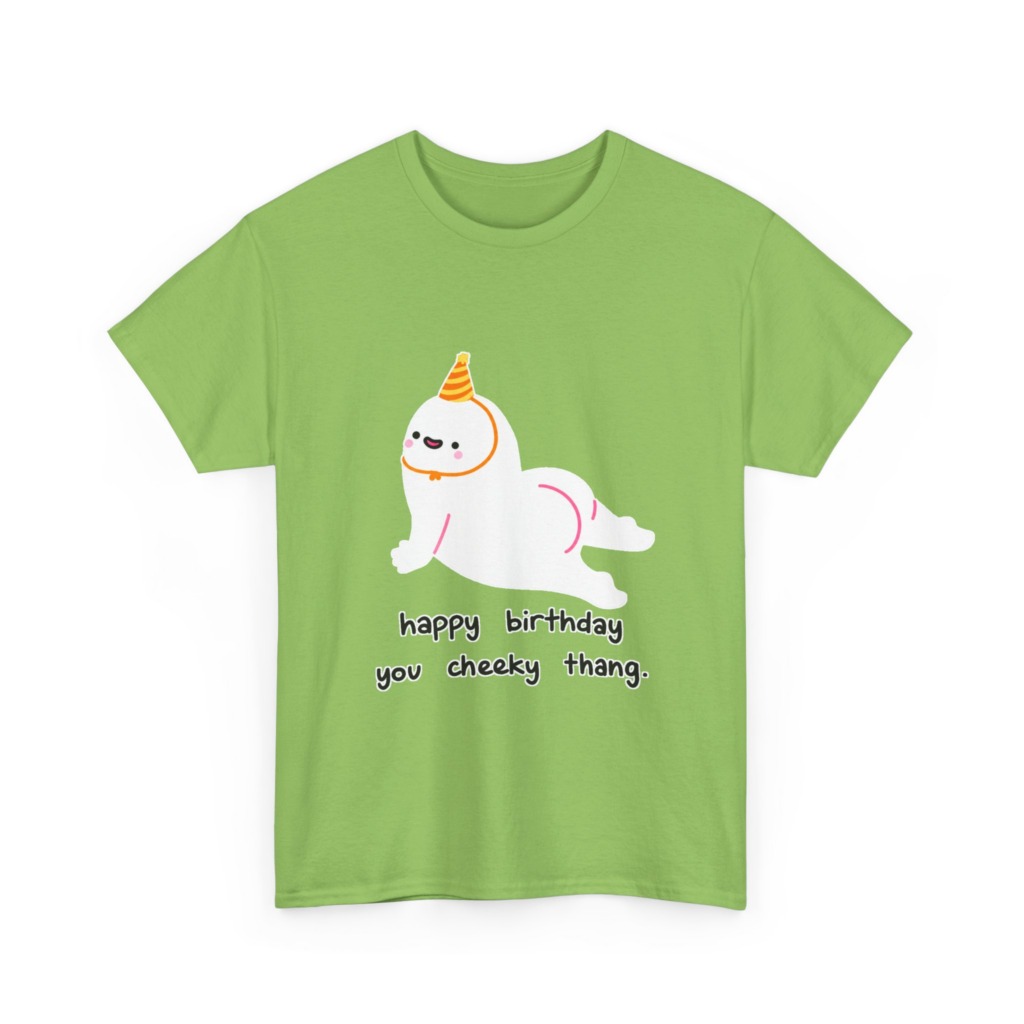T-Shirt with Cheeky Birthday Seal Graphic Print