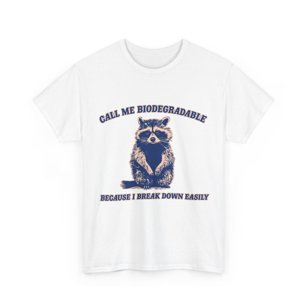 Raccoon "Biodegradable" Graphic T-Shirt