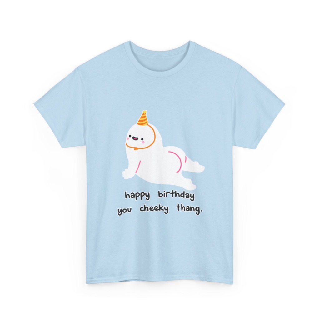 T-Shirt with Cheeky Birthday Seal Graphic Print