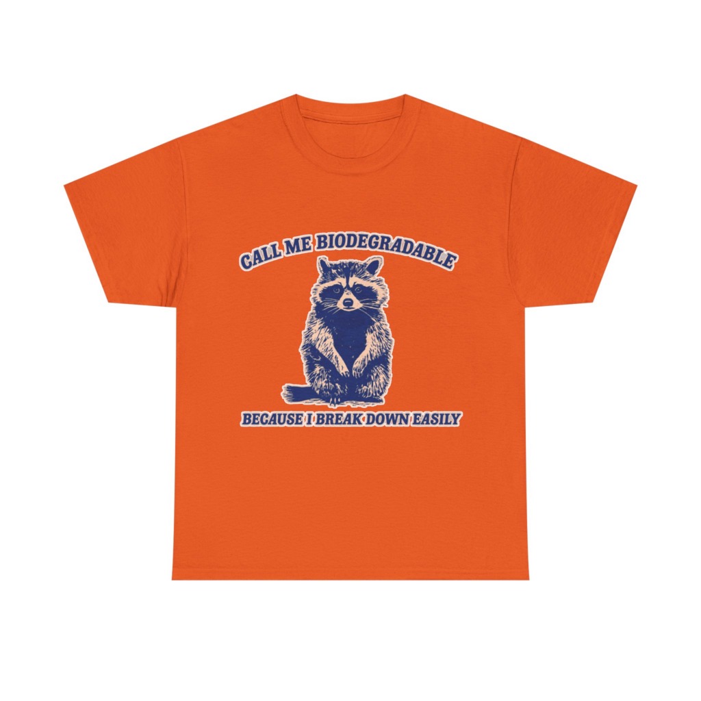 Raccoon "Biodegradable" Graphic T-Shirt