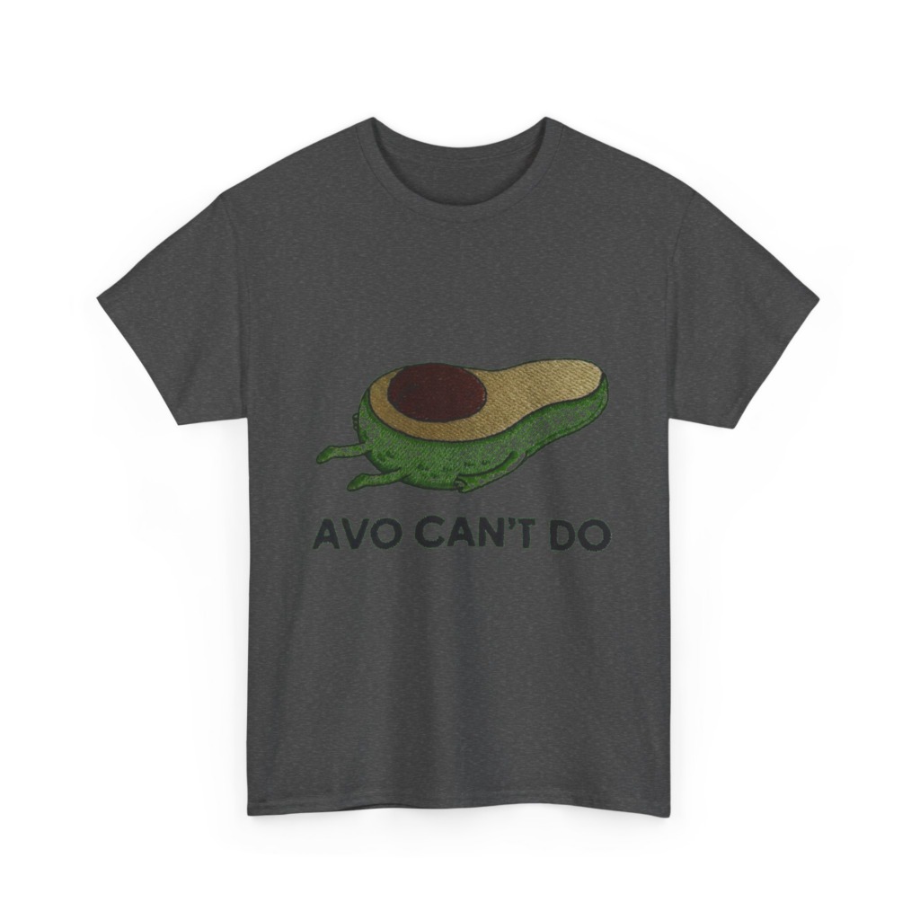 T-Shirt with Running Avocado 'Avo Can't Do' Embroidery
