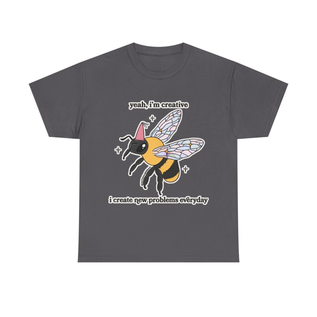 T-Shirt with Creative Party Bee Slogan Print