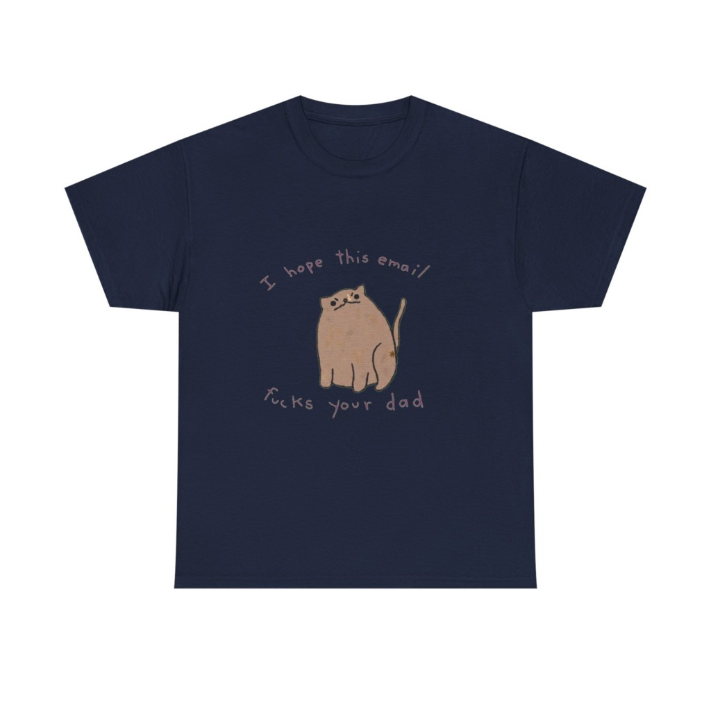 Graphic T-Shirt with Sarcastic Email Cat Design