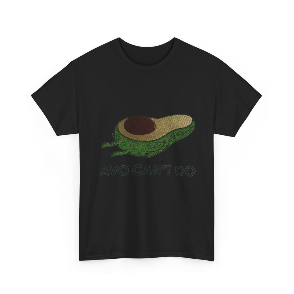 T-Shirt with Running Avocado 'Avo Can't Do' Embroidery