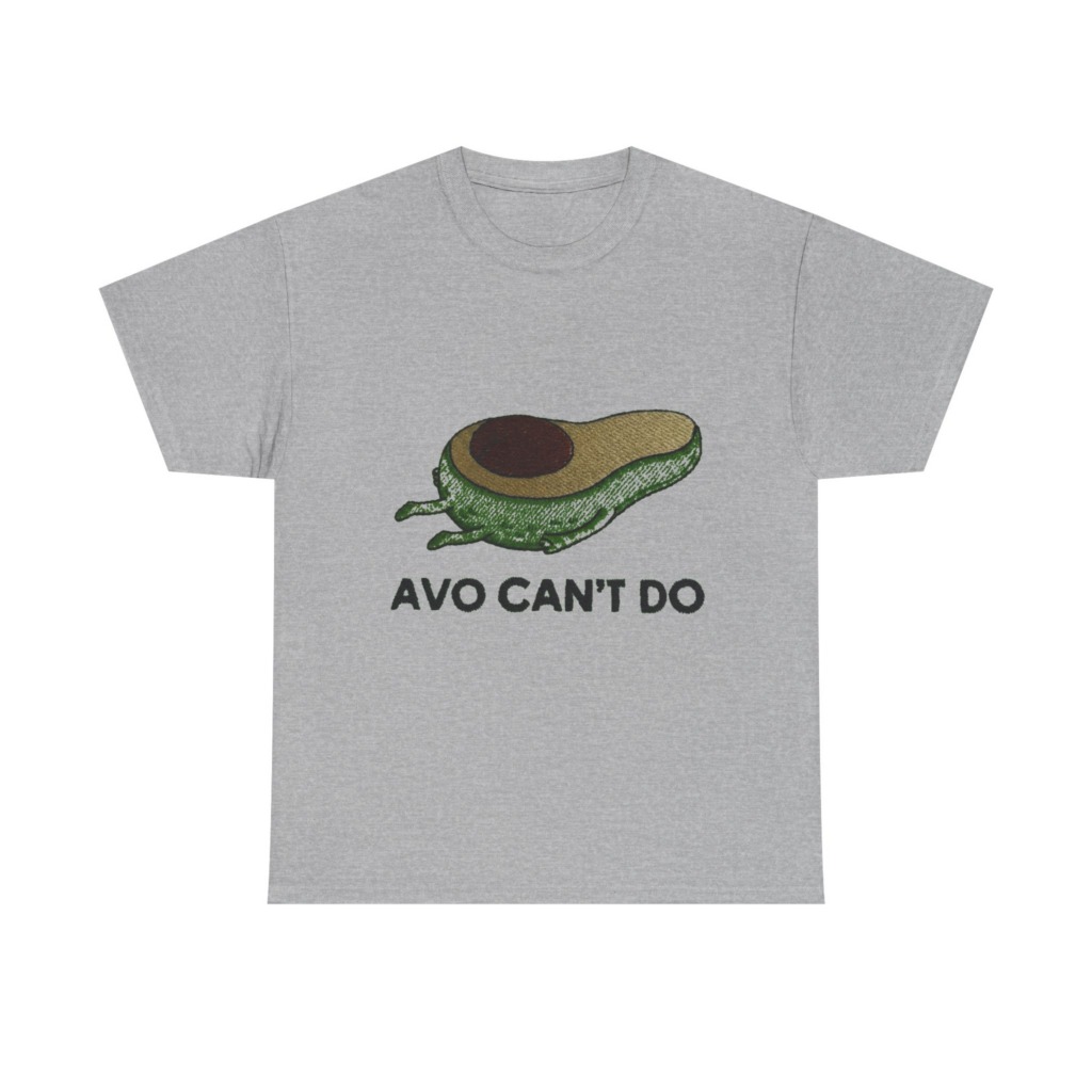 T-Shirt with Running Avocado 'Avo Can't Do' Embroidery