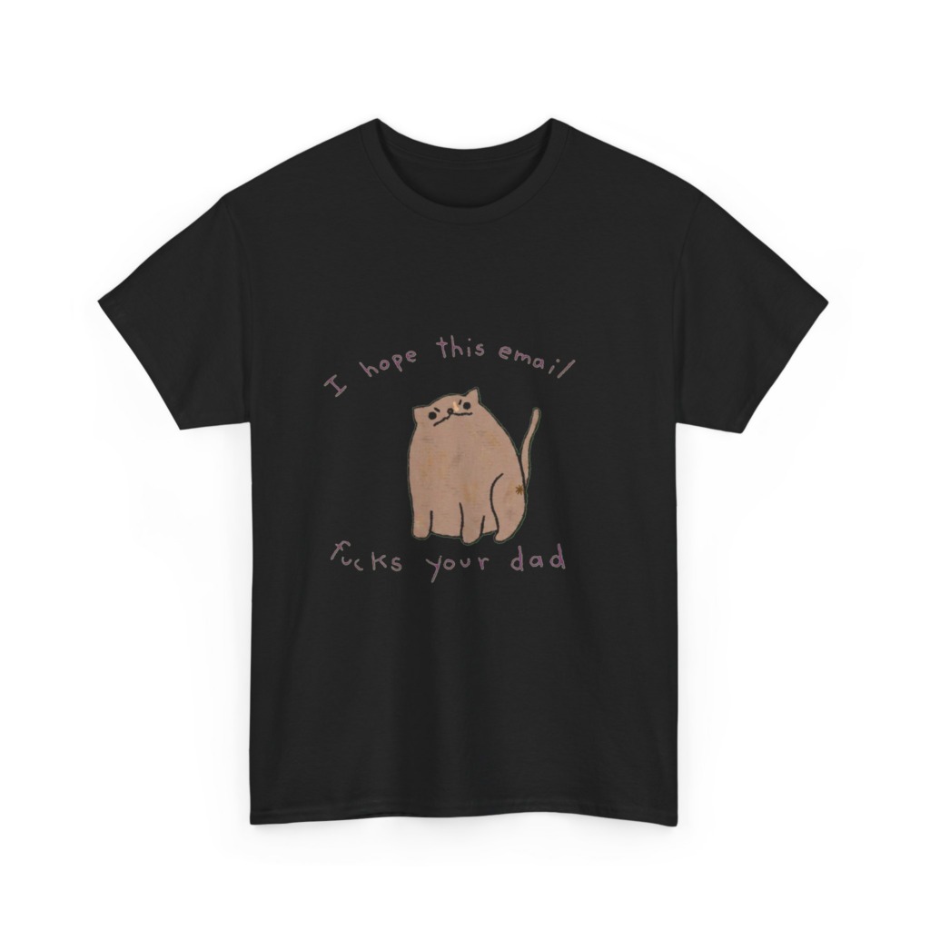 Graphic T-Shirt with Sarcastic Email Cat Design