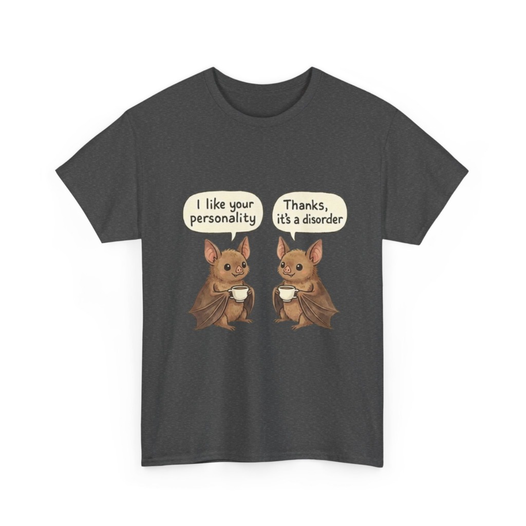 T-Shirt: Witty Bats with Coffee 'Personality Disorder'